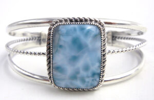 Navajo larimar and sterling silver cuff bracelet