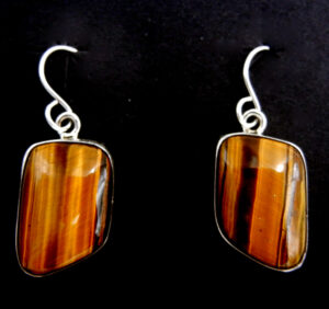 Navajo tiger eye and sterling silver dangle earrings