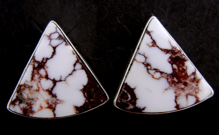 Navajo wild horse and sterling silver post earrings