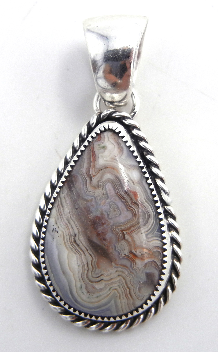 Navajo Botswana agate and sterling silver pendant