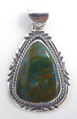 Navajo green turquoise and sterling silver pendant