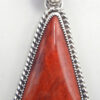 Navajo triangular red spiny oyster shell and sterling silver pendant