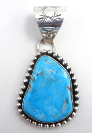 Navajo turquoise and sterling silver pendant by Leonard and Racquel Hurley