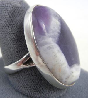 Navajo Chevron Amethyst and Sterling Silver Ring