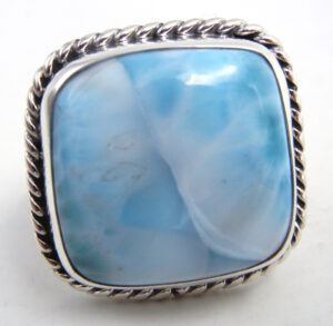 Navajo square larimar and sterling silver ring