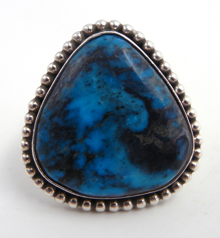 Navajo adjustable turquoise and sterling silver ring by Leonard and Racquel Hurley