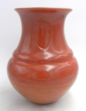 Santa Clara large handmade, etched and stone polished two tone red vase by Sharon Naranjo Garcia