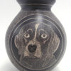 Mata Ortiz handmade and etched black and white dog and cat jar by Mariela Tena