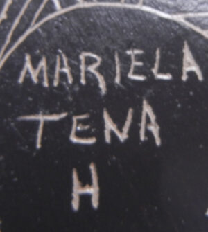 Mata Ortiz Mariela Tena Small Handmade and Etched Black and White Dog and Cat Jar