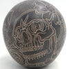 Mata Ortiz Jose A Handmade and Etched Black and Buff Skull and Flower Pattern Jar - Image 4