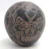 Mata Ortiz Jose A Handmade and Etched Black and Buff Skull and Flower Pattern Jar - Image 5