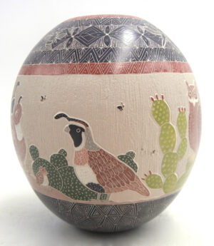 Mata Ortiz Mariela Tena Handmade, Painted and Etched Multi-Design Polychrome Jar