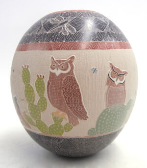 Mata Ortiz Mariela Tena Handmade, Painted and Etched Multi-Design Polychrome Jar