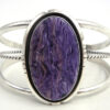 Navajo large charoite and sterling silver cuff bracelet