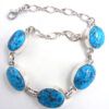 Navajo five stone turquoise and sterling silver link bracelet