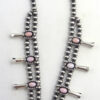 Navajo small pink conch and sterling silver squash blossom necklace