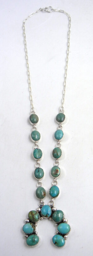 Navajo Small Turquoise and Sterling Silver Naja Necklace