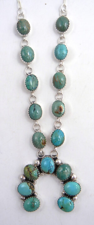 Navajo Small Turquoise and Sterling Silver Naja Necklace