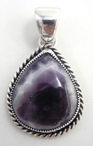 Navajo chevron amethyst and sterling silver pendant