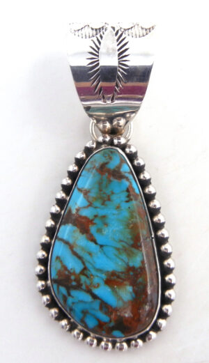 Navajo turquoise and sterling pendant by Leonard and Racquel Hurley