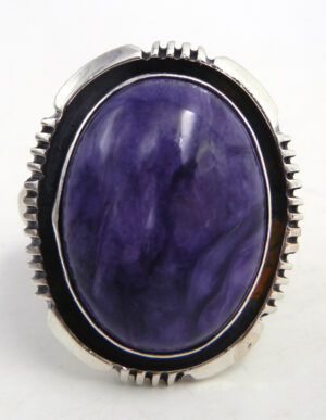 Navajo charoite and sterling silver ring by Will Denetdale