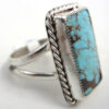 Navajo Rectangular Turquoise and Sterling Silver Ring - Image 3