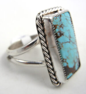 Navajo Rectangular Turquoise and Sterling Silver Ring