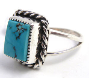 Navajo Small Square Turquoise and Sterling Silver Ring