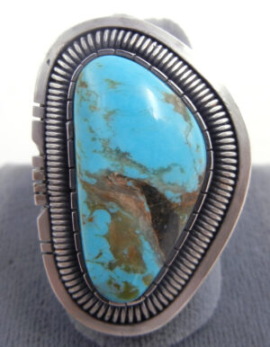 Navajo adjustable turquoise and sterling silver ring by Walter Vandever