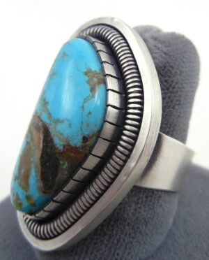 Navajo Walter Vandever Adjustable Turquoise and Sterling Silver Ring