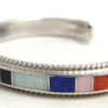 Zuni Multi-Stone and Sterling Silver Channel Inlay Cuff Bracelet - Image 3