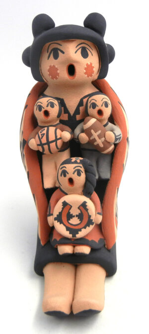 Jemez handmade and hand painted seated storyteller figurine by Chrislyn Fragua