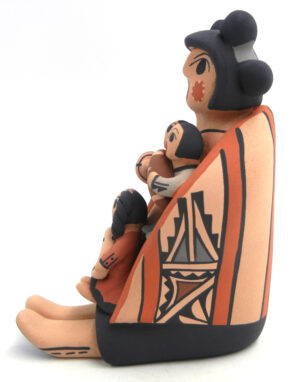 Jemez Chrislyn Fragua Handmade and Hand Painted Seated Storyteller Figurine with Three Children