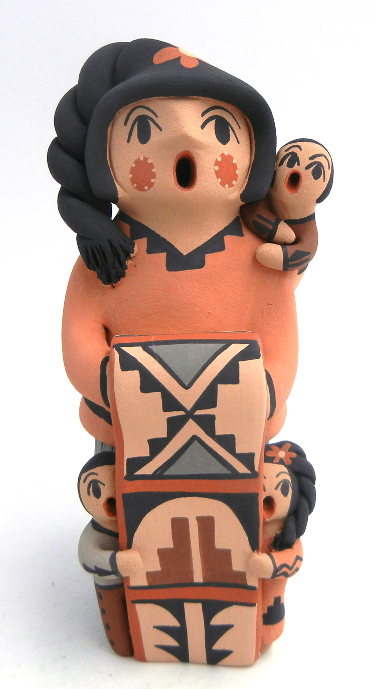 Jemez standing storyteller figurine with three children by Chrislyn Fragua