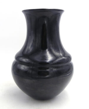 Santa Clara large handmade and stone polished black vase by Sharon Naranjo Garcia