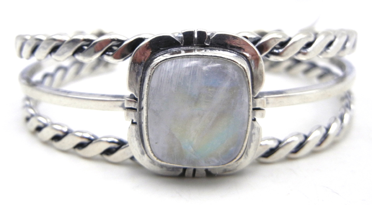 Navajo moonstone and sterling silver cuff bracelet