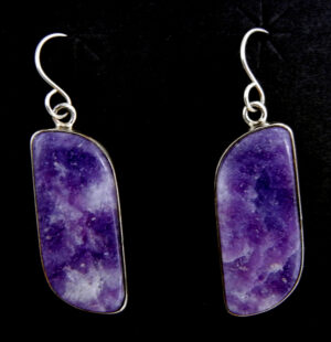 Navajo charoite and sterling silver dangle earrings