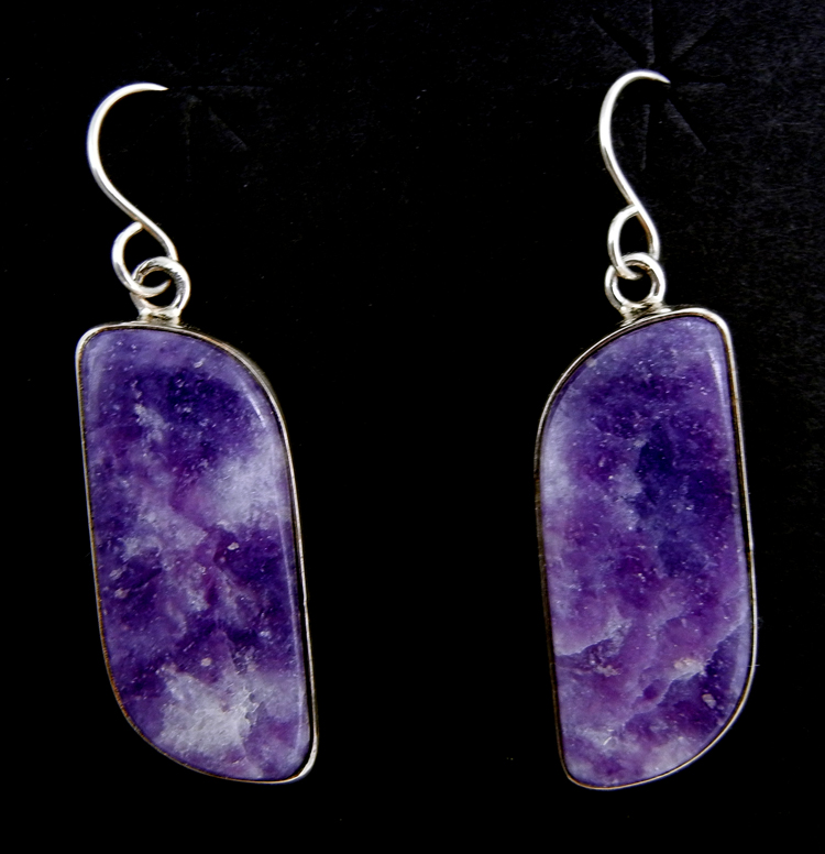 Navajo charoite and sterling silver dangle earrings