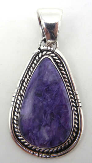 Navajo charoite and sterling silver pendant