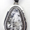 Navajo white buffalo and sterling silver pendant by Walter Vandever