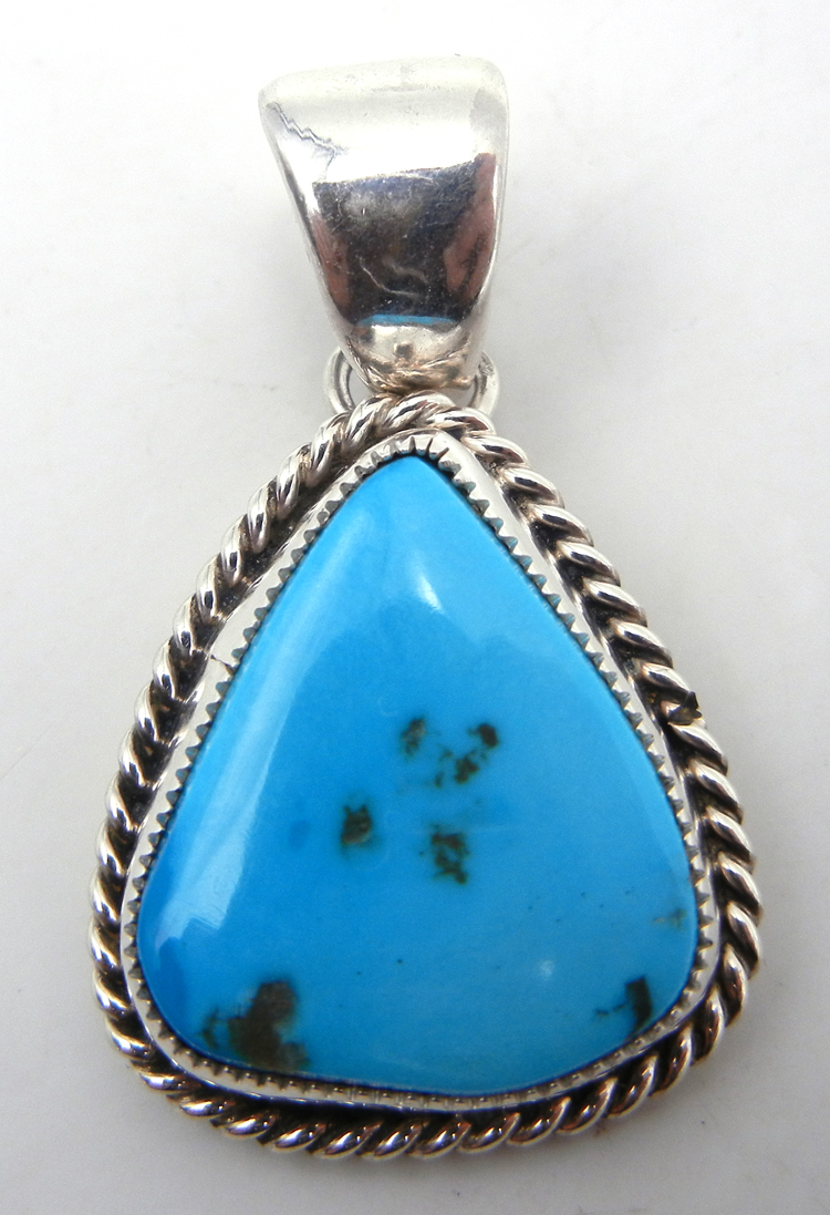 Navajo turquoise and sterling silver tear drop pendant