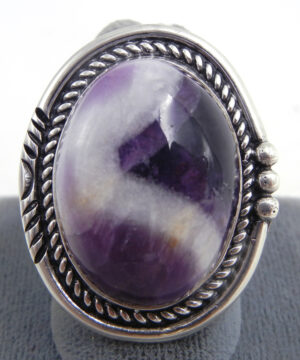 Navajo chevron amethyst and sterling silver ring