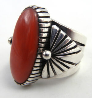 Navajo Coral and Sterling Silver Ring