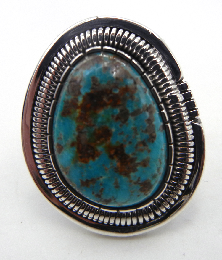 Navajo adjustable turquoise and sterling silver ring by Walter Vandever