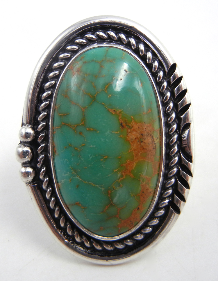 Navajo green turquoise and sterling silver ring