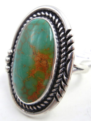 Navajo Green Turquoise and Sterling Silver Ring