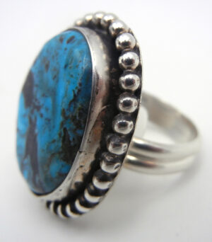 Navajo Leonard and Racquel Hurley Adjustable Turquoise and Sterling Silver Ring