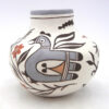 Acoma small handmade and hand painted bird and flower pattern jar by Judy Lewis