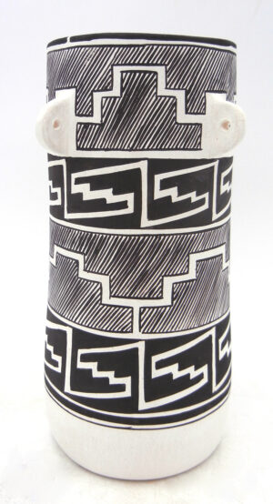 Laguna Myron Sarracino Handmade and Hand Painted Black and White Weather Pattern Cylinder