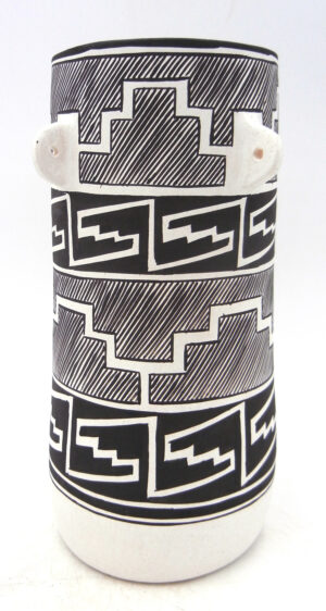 Laguna Myron Sarracino Handmade and Hand Painted Black and White Weather Pattern Cylinder